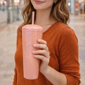 Pink Starbucks cold cup tumbler with straw reusable cup 2021 summer edition new